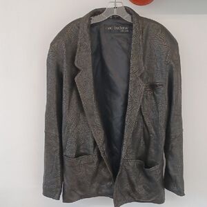 Marc Buchanan Pelle Pelle Black Textured Soft Leather Blazer Sz 42